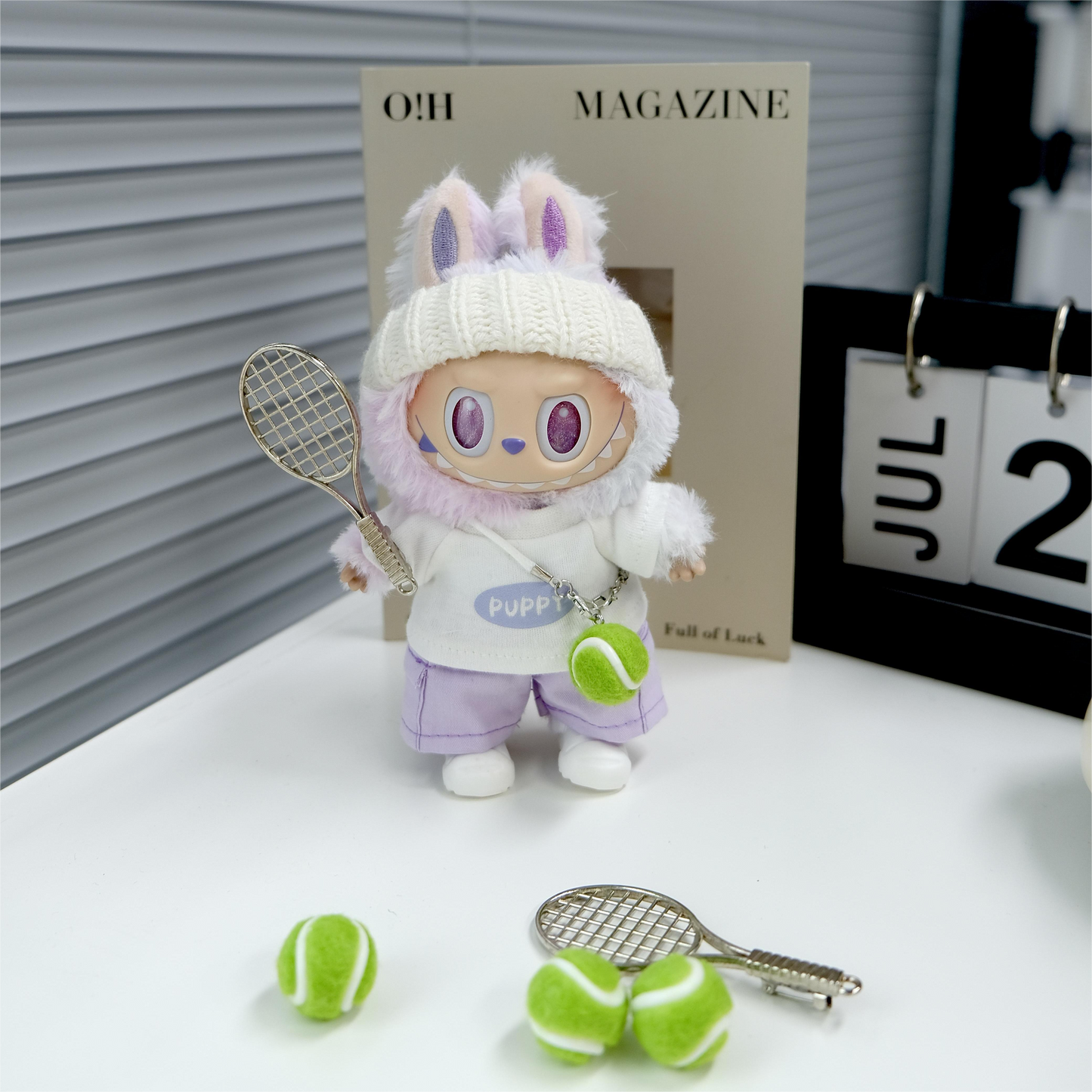 Tennis Clothes for 15-17cm Labubu Doll, 6 Pcs Doll's Sports Wear Outfits Gym Clothes