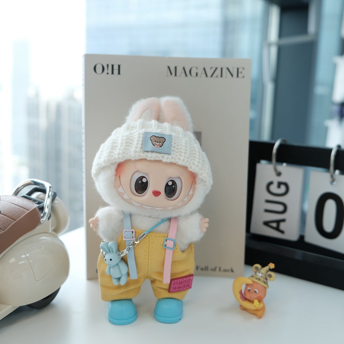 Dopamine Clothes for 15-17cm Labubu Doll, 4 Pcs Doll's Street Wear Outfits