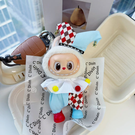 Halloween Clown Clothes for 15-17cm Labubu Doll, 4 Pcs Doll's Halloween Cosplay Wear Outfits