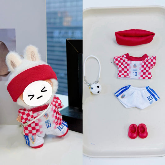 Global Soccer Jersey Doll Clothes for 10-12cm Labubu Dolls,5 pcs Set Mini Football Uniform for 4 inch doll