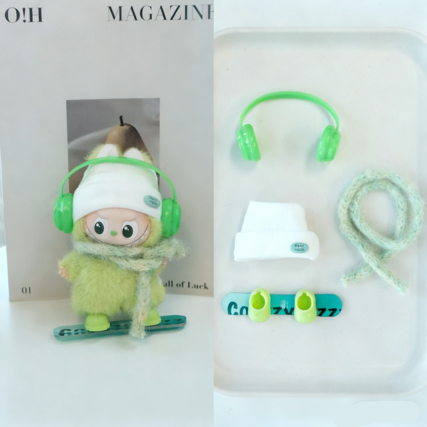 Ski Snowboarding Clothes for 10-12cm Labubu Doll, 4 Pcs Doll's Sports Luxury Outfits Clothes