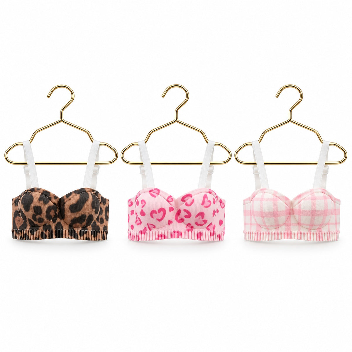 Mini Bra Christmas Ornaments with Mini Hangers, Cotton Novelty Holiday Tree Decorations and Doll Clothes