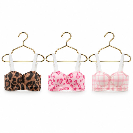 Mini Bra Christmas Ornaments with Mini Hangers, Cotton Novelty Holiday Tree Decorations and Doll Clothes