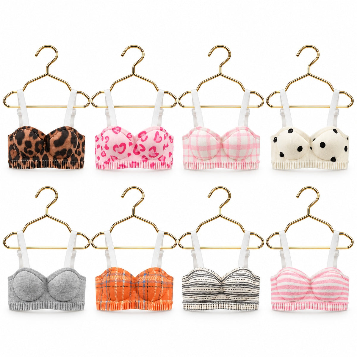 Mini Bra Christmas Ornaments with Mini Hangers, Cotton Novelty Holiday Tree Decorations and Doll Clothes