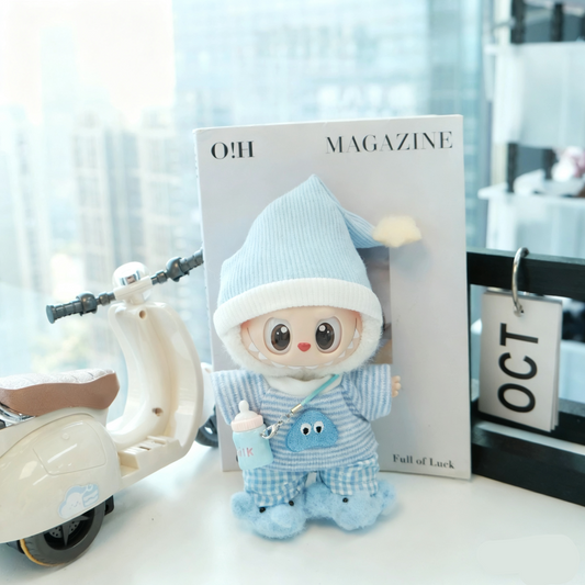 Blue Elephant Pajamas Set for 15–17cm collectible dolls, product view 2