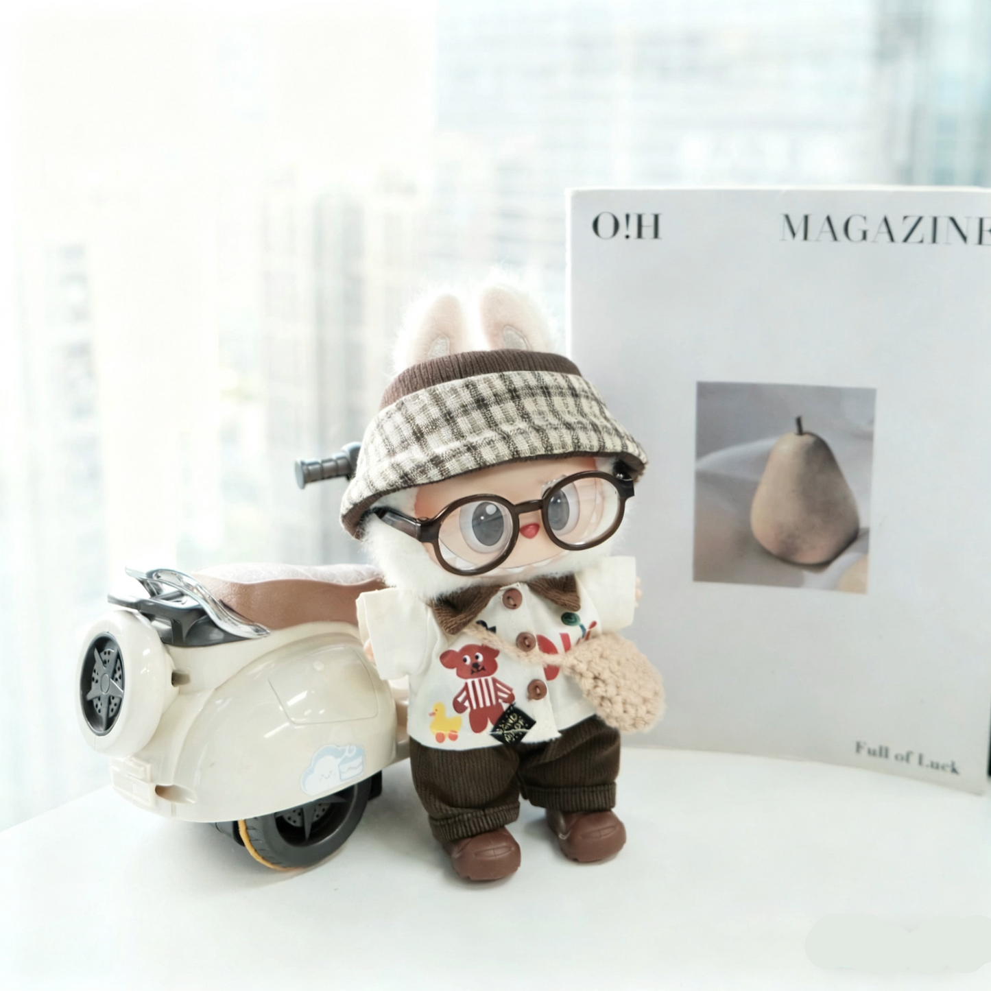 Brown Trendsetter Fashion Style Clothes for 15-17cm Labubu Doll, 6 Pcs Doll's Street Wear Outfits
