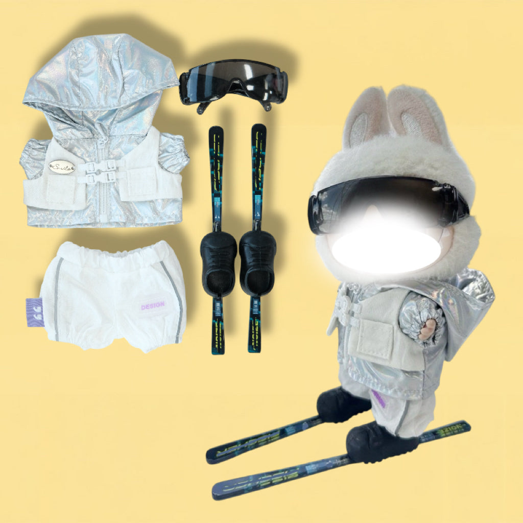 Ski Boards Clothes for 15-17cm Labubu Doll, 5 Pcs Doll's Sports Luxury Outfits Clothes