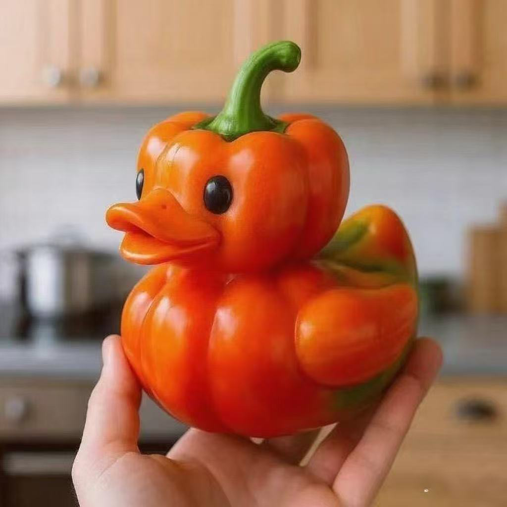Figurine Fruit Duck- Vegetable Duck Statue Unique Ducks Figurine Resin Ducks for Dashboard Funny Fruit Duck Statue for Home Office Desktop Car Accessories