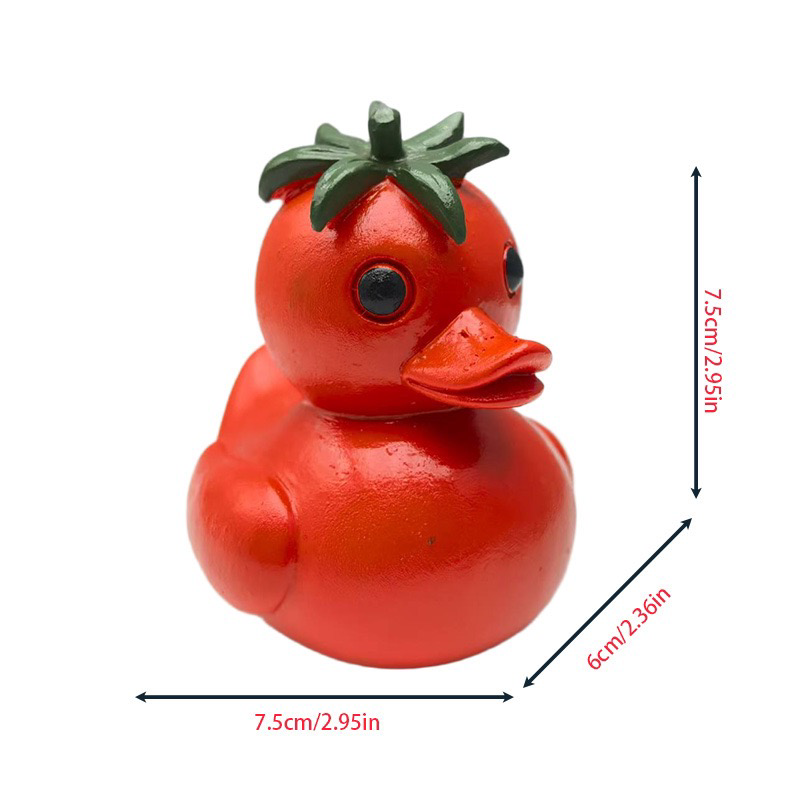 Figurine Fruit Duck- Vegetable Duck Statue Unique Ducks Figurine Resin Ducks for Dashboard Funny Fruit Duck Statue for Home Office Desktop Car Accessories