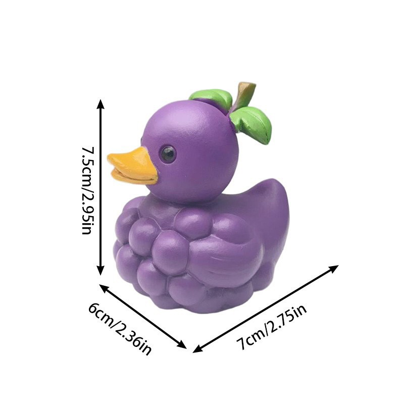 Figurine Fruit Duck- Vegetable Duck Statue Unique Ducks Figurine Resin Ducks for Dashboard Funny Fruit Duck Statue for Home Office Desktop Car Accessories