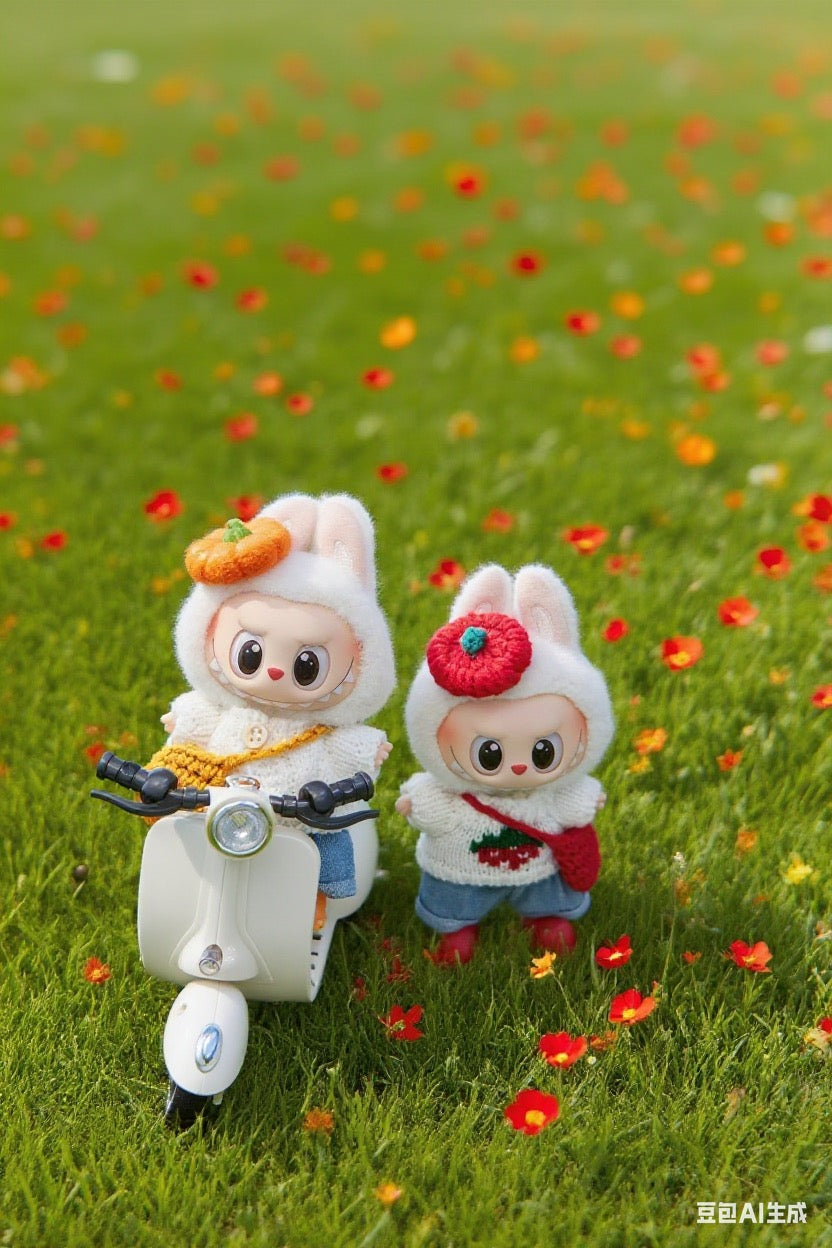 Persimmon Strawberry Luxury Clothes for 15-17cm Labubu Doll, 5 Pcs Doll's Street Wear Outfits