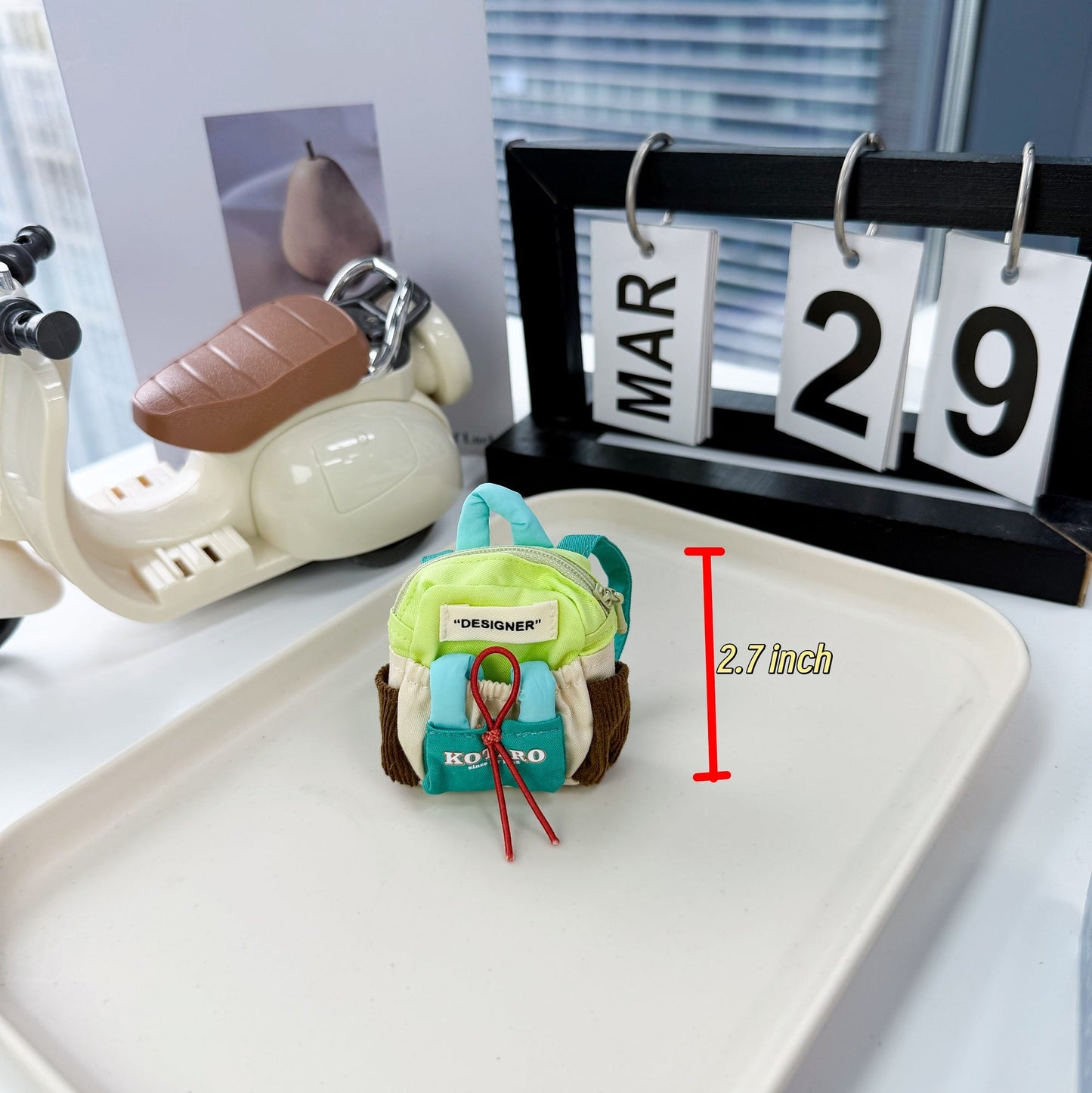 Miniature Doll Backpack for 12-17cm Dolls(Green&White)