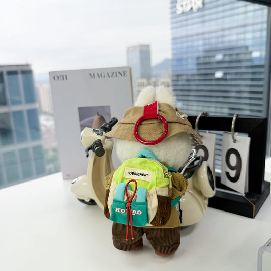 Miniature Doll Backpack for 12-17cm Dolls(Green&White)