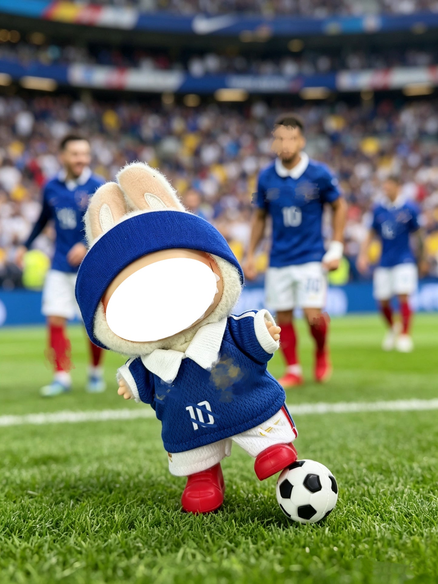 France Home #10 Soccer Jersey Doll Clothes for 15-17cm Plush Dolls,5 pcs Set Mini Football Uniform for 6 inch doll