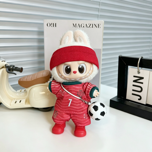 Portugal #7 Soccer Jersey Doll Clothes for 15-17cm Plush Dolls, 5 pcs Set Mini Football Uniform for 6 inch doll