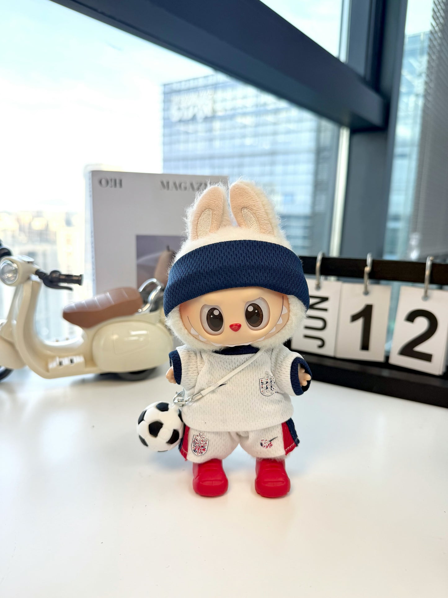 England Home Soccer Jersey Doll Clothes for 15-17cm Plush Dolls,5 pcs Set Mini Football Uniform for 6 inch doll
