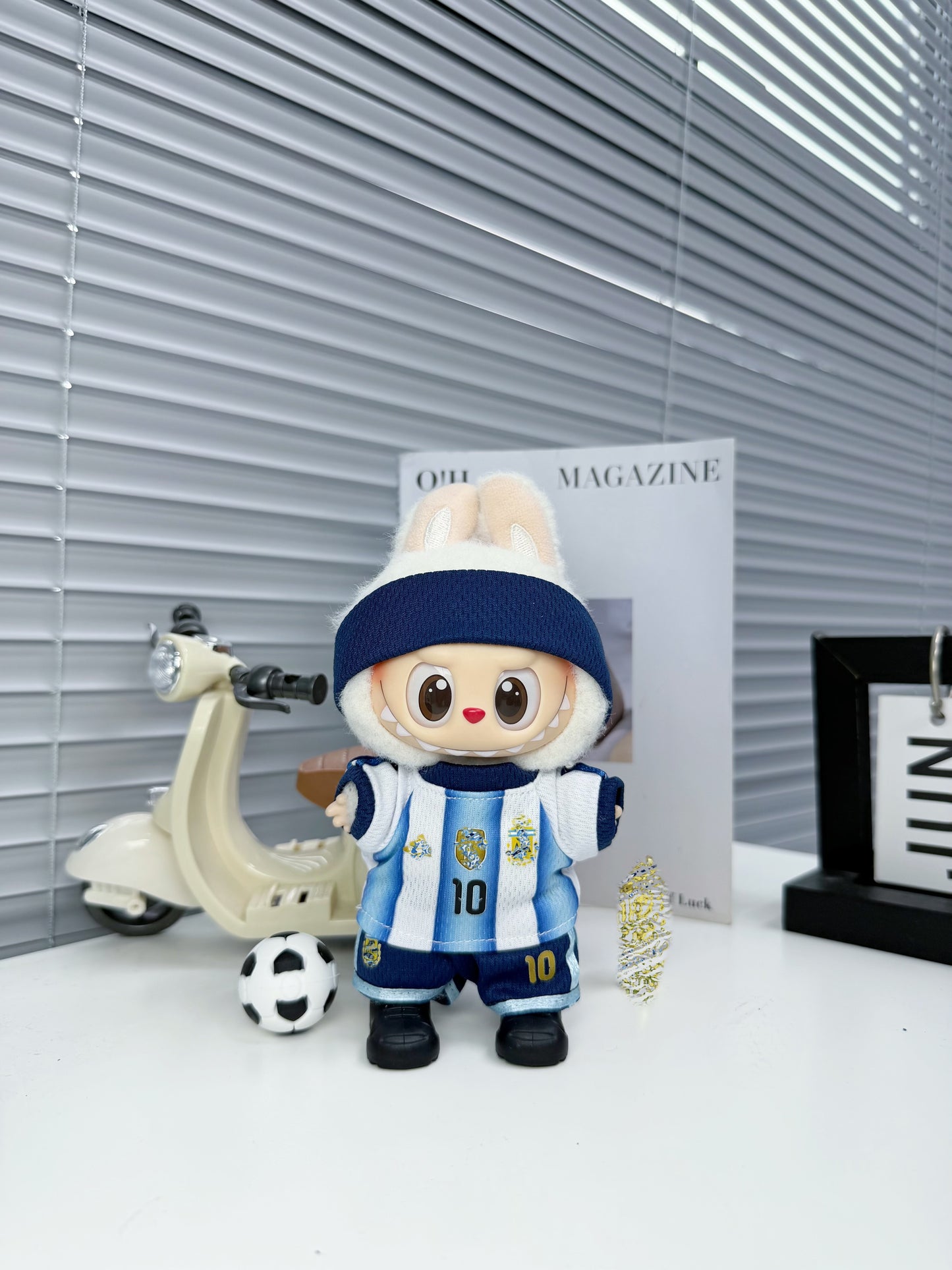 Argentina #10 Soccer Jersey Doll Clothes for 15-17cm Plush Dolls,5 pcs Set Mini Football Uniform for 6 inch doll