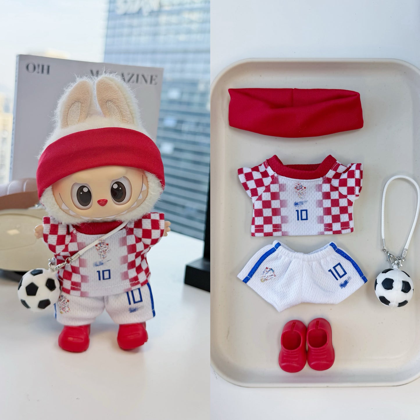 Croatia #10 Soccer Jersey Doll Clothes for 15-17cm Plush Dolls,5 pcs Set Mini Football Uniform for 6 inch doll