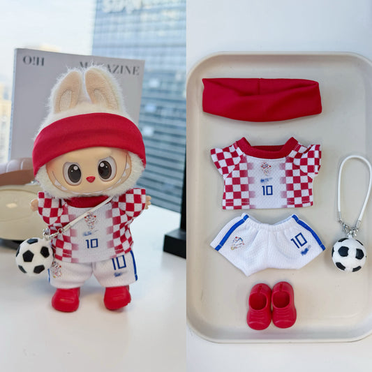Croatia #10 Soccer Jersey Doll Clothes for 15-17cm Plush Dolls,5 pcs Set Mini Football Uniform for 6 inch doll