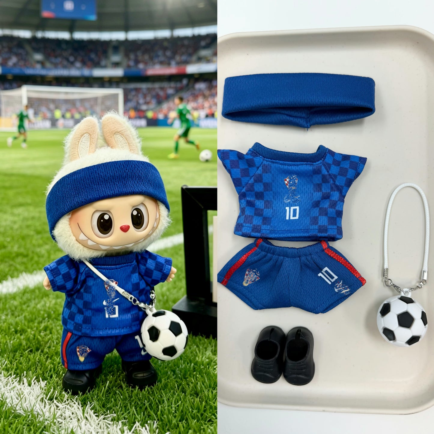 Croatia #10 Soccer Jersey Doll Clothes for 15-17cm Plush Dolls,5 pcs Set Mini Football Uniform for 6 inch doll