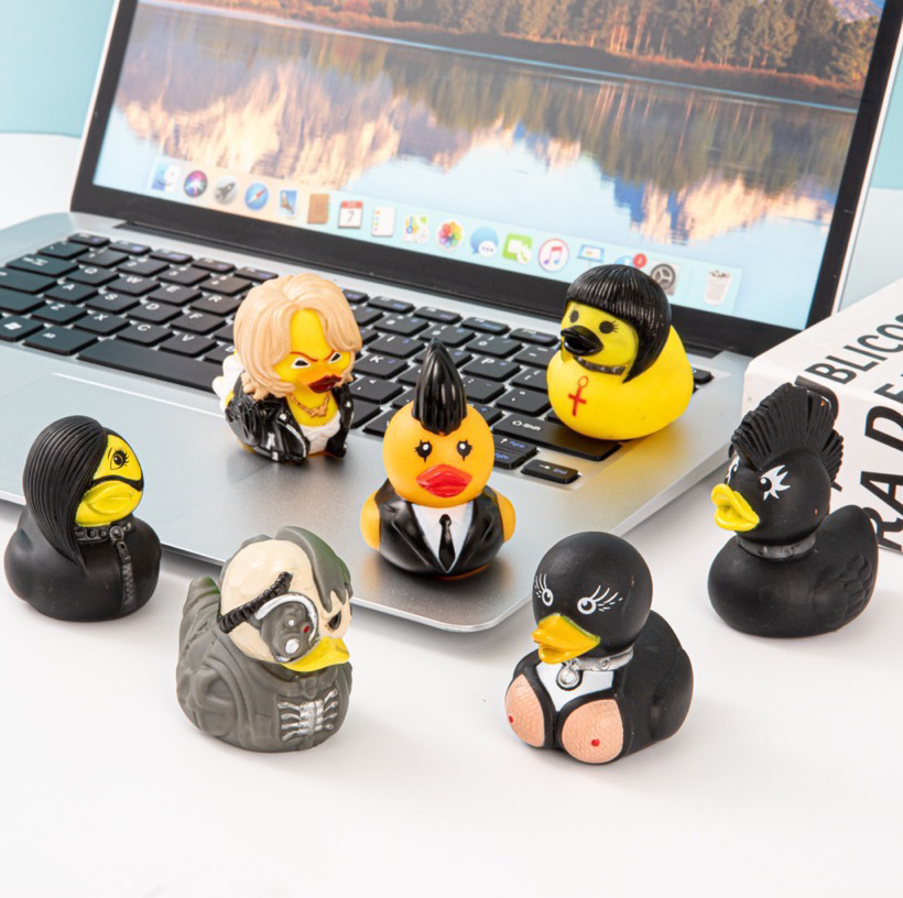 Punk Duck- Whimsical Duck Statue Unique Ducks Figurine Resin Ducks for Dashboard Funny Animal Duck Statue for Home Office Desktop Car Accessories