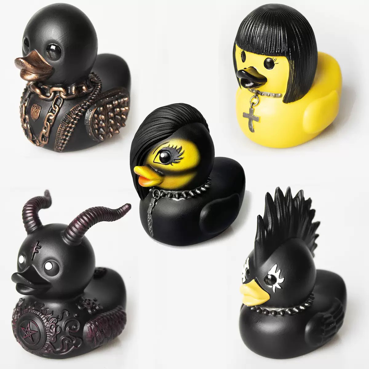 Punk Duck- Whimsical Duck Statue Unique Ducks Figurine Resin Ducks for Dashboard Funny Animal Duck Statue for Home Office Desktop Car Accessories