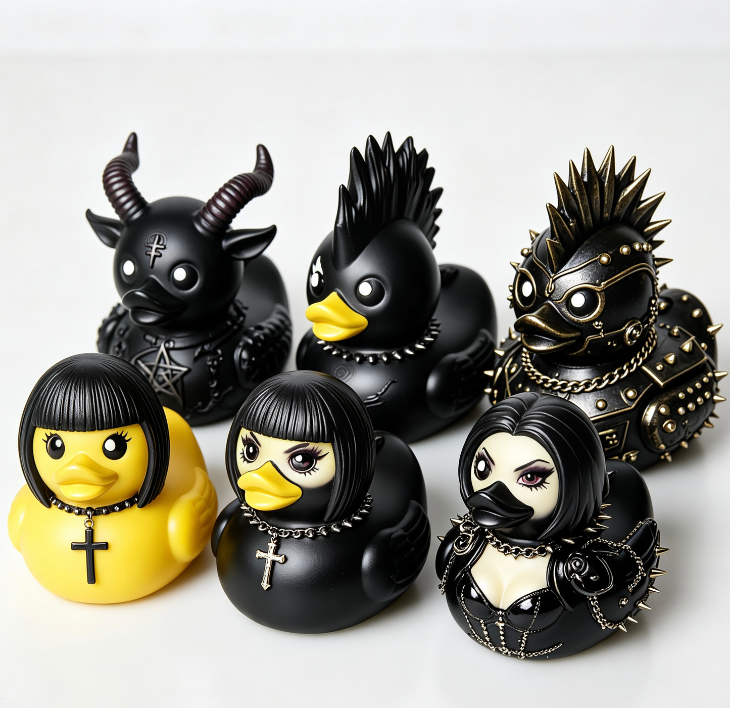 Punk Duck- Whimsical Duck Statue Unique Ducks Figurine Resin Ducks for Dashboard Funny Animal Duck Statue for Home Office Desktop Car Accessories