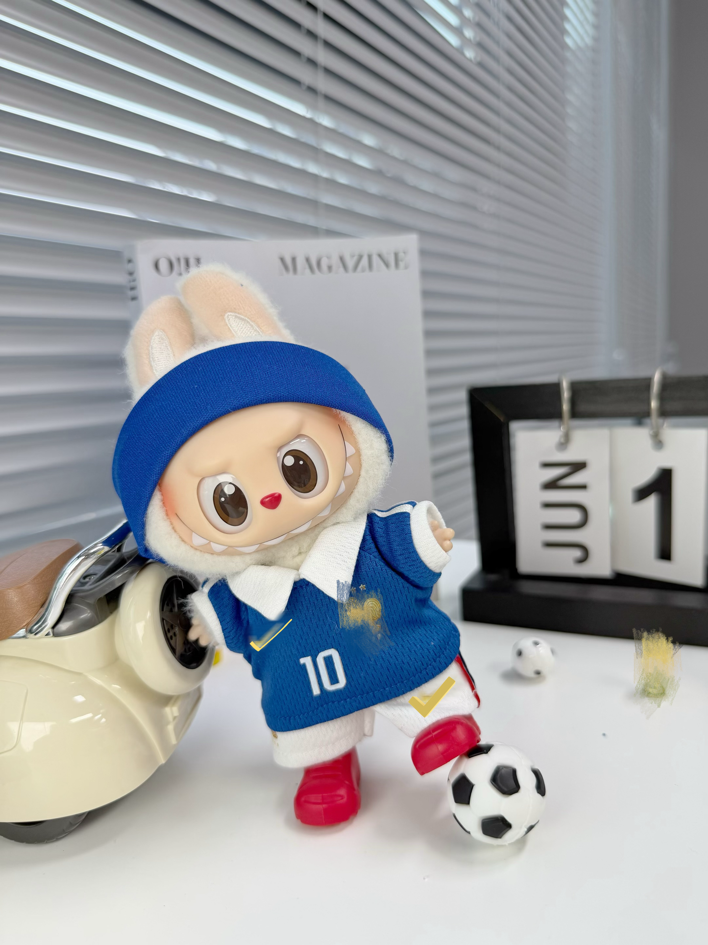 France Home #10 Soccer Jersey Doll Clothes for 15-17cm Plush Dolls,5 pcs Set Mini Football Uniform for 6 inch doll