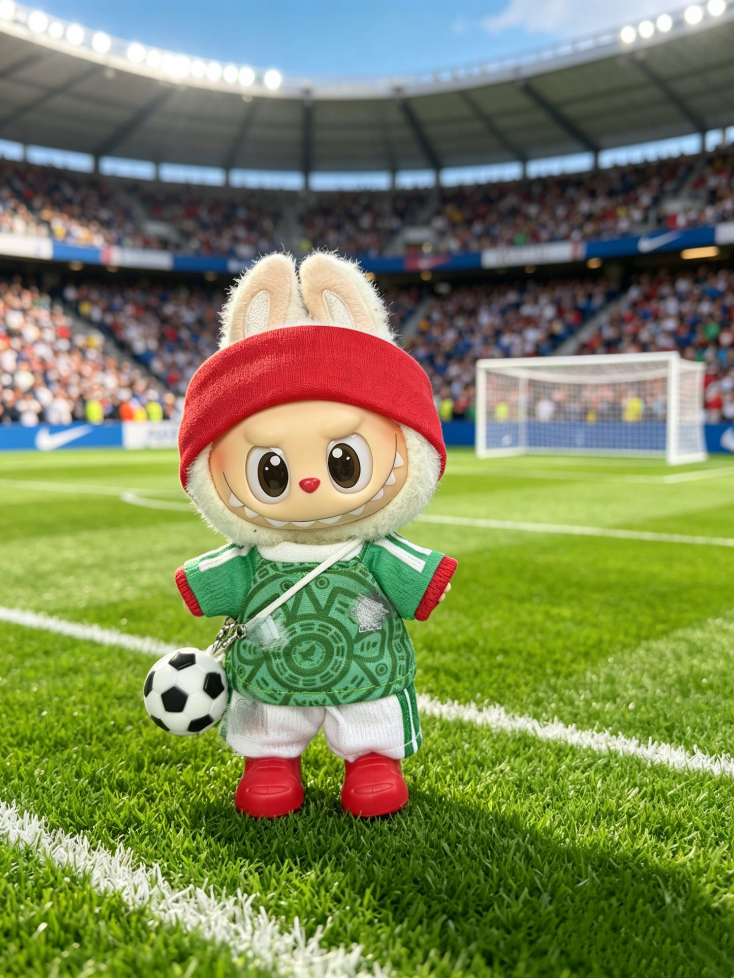 Mexico Soccer Jersey Doll Clothes for 15-17cm Labubu Dolls,5 pcs Set Mini Football Uniform for 6 inch doll