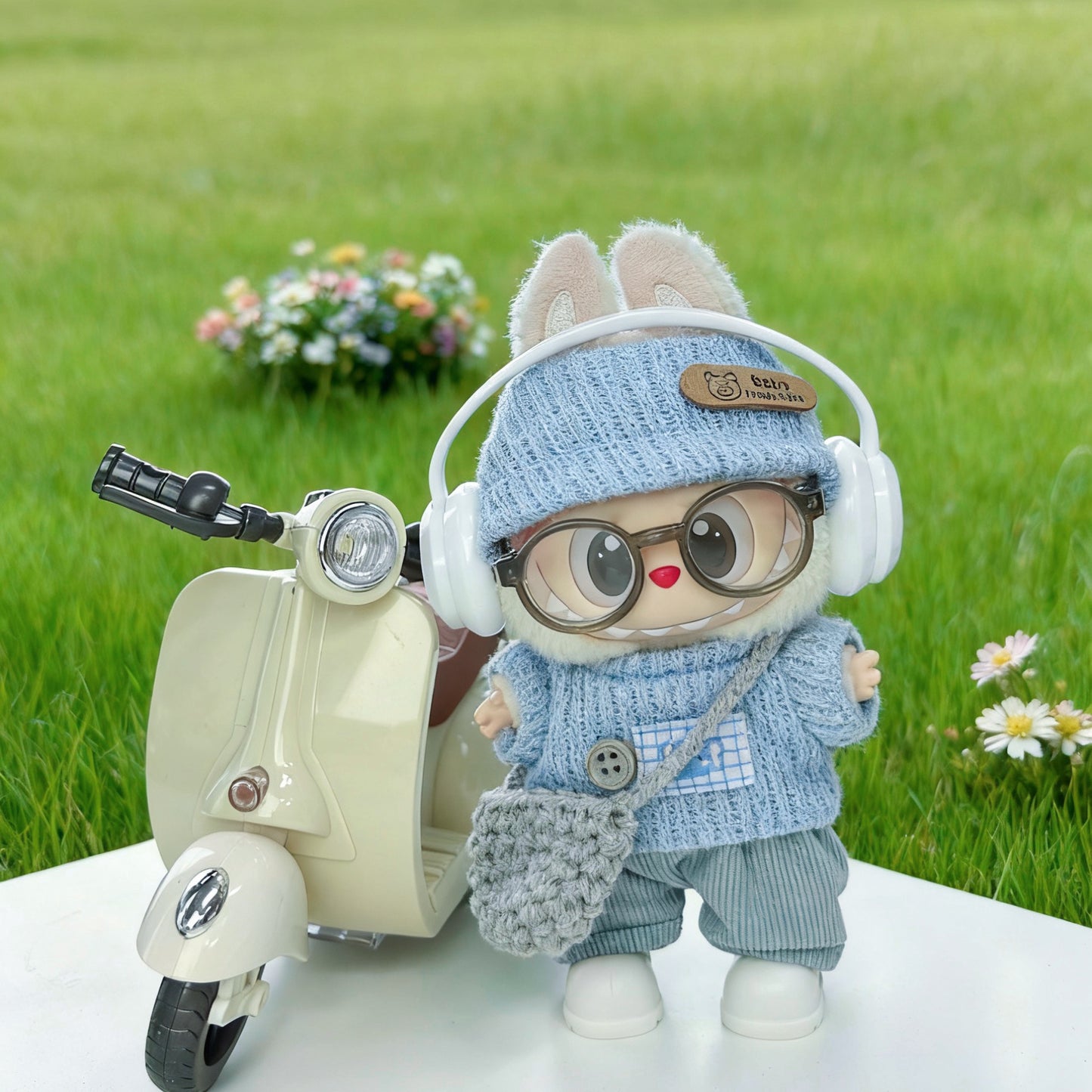 Blue Elephant Clothes for 15-17cm Labubu Doll, 6 Pcs Doll's Street Wear Outfits