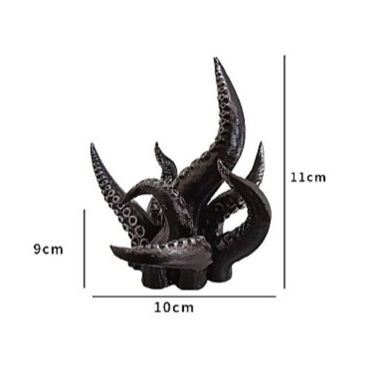 Black Octopus Tentacle Sculpture Resin Kraken Statue Mini Sea Monster Decor 11cm 4.3 inch Small Cthulhu Figurine for Desk