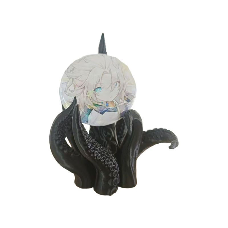 Black Octopus Tentacle Sculpture Resin Kraken Statue Mini Sea Monster Decor 11cm 4.3 inch Small Cthulhu Figurine for Desk