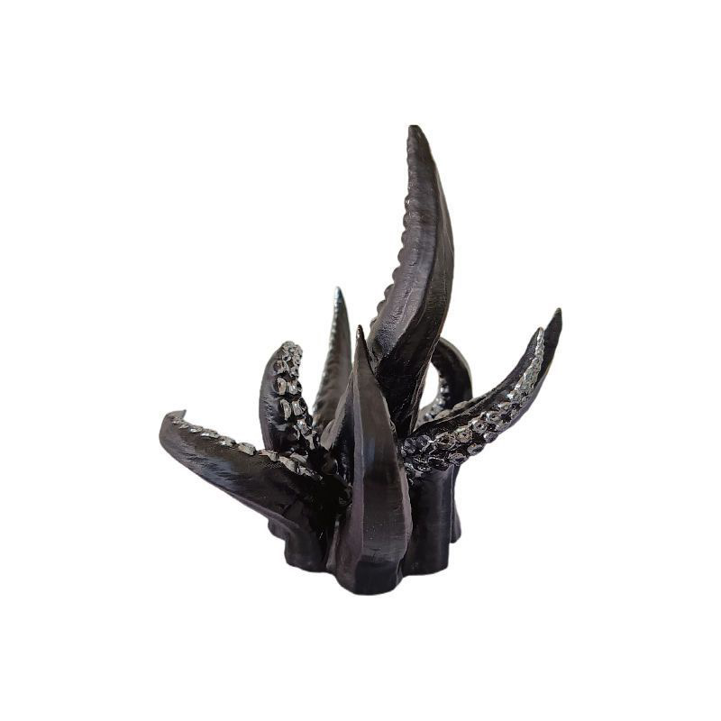 Black Octopus Tentacle Sculpture Resin Kraken Statue Mini Sea Monster Decor 11cm 4.3 inch Small Cthulhu Figurine for Desk