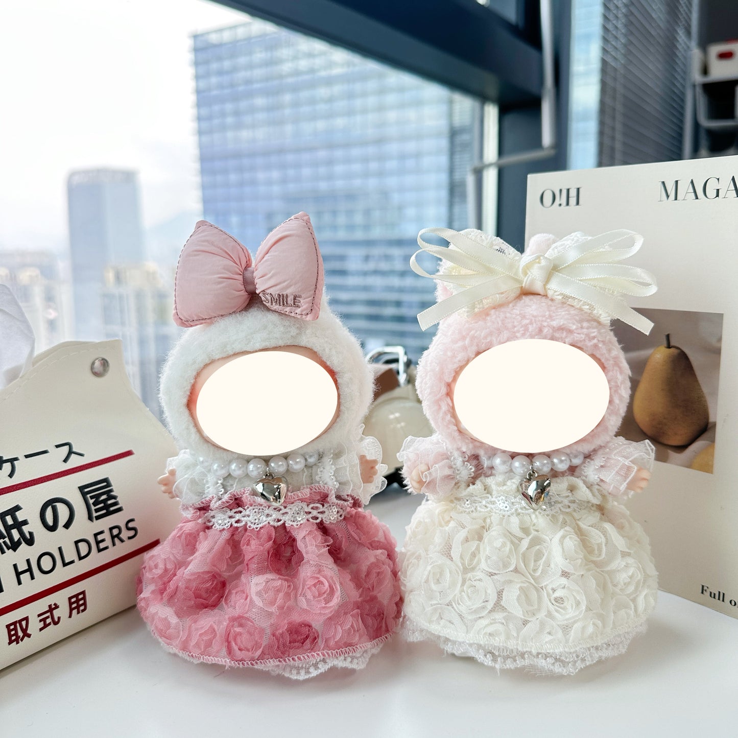 Rose Skirt Luxury Clothes for 15-17cm Labubu Doll, 3 Pcs Doll's Street Wear Outfits