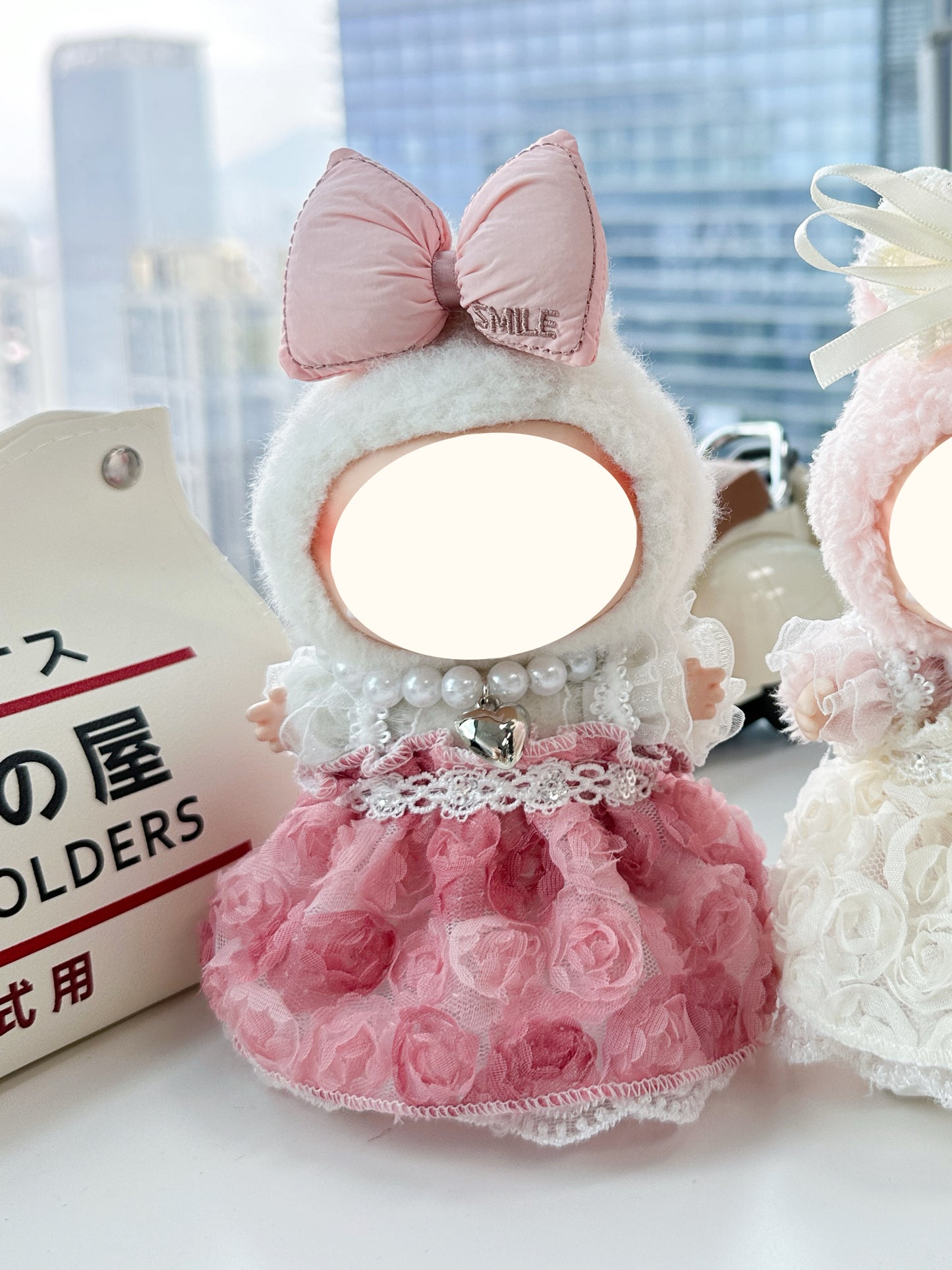 Rose Skirt Luxury Clothes for 15-17cm Labubu Doll, 3 Pcs Doll's Street Wear Outfits