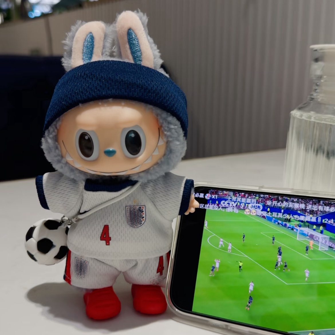 England Home Soccer Jersey Doll Clothes for 15-17cm Plush Dolls,5 pcs Set Mini Football Uniform for 6 inch doll