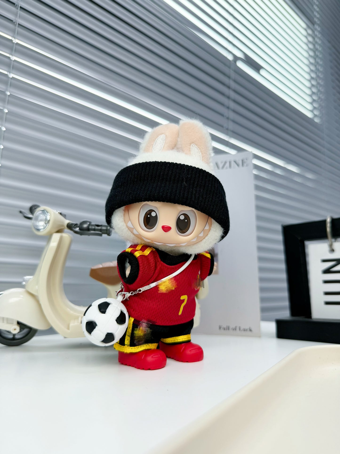 Belgium #7 Soccer Jersey Doll Clothes for 15-17cm Labubu Dolls,5 pcs Set Mini Football Uniform for 6 inch doll