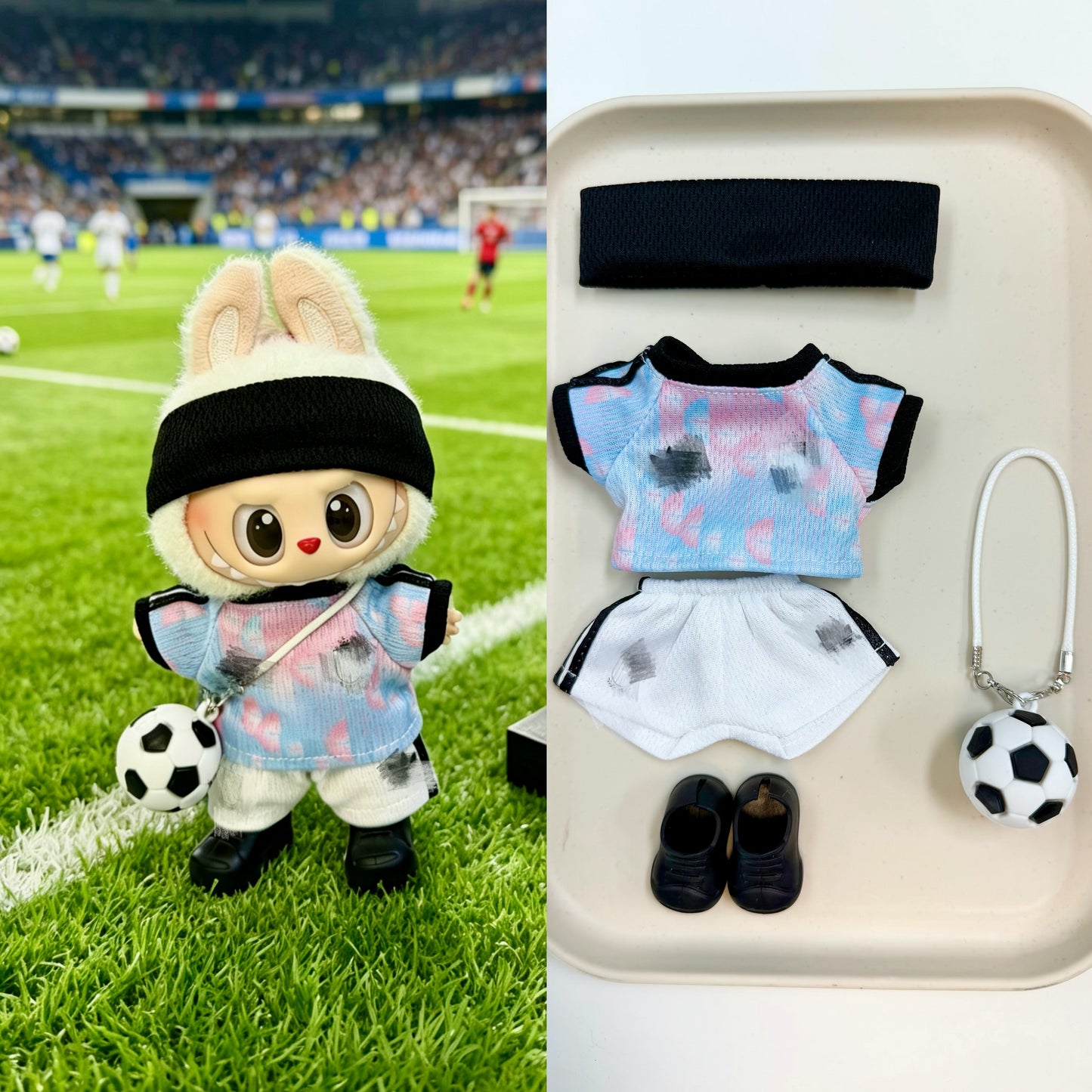 Belgium #7 Soccer Jersey Doll Clothes for 15-17cm Labubu Dolls,5 pcs Set Mini Football Uniform for 6 inch doll