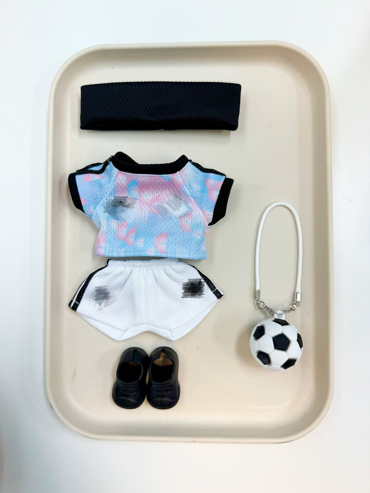 Belgium #7 Soccer Jersey Doll Clothes for 15-17cm Labubu Dolls,5 pcs Set Mini Football Uniform for 6 inch doll