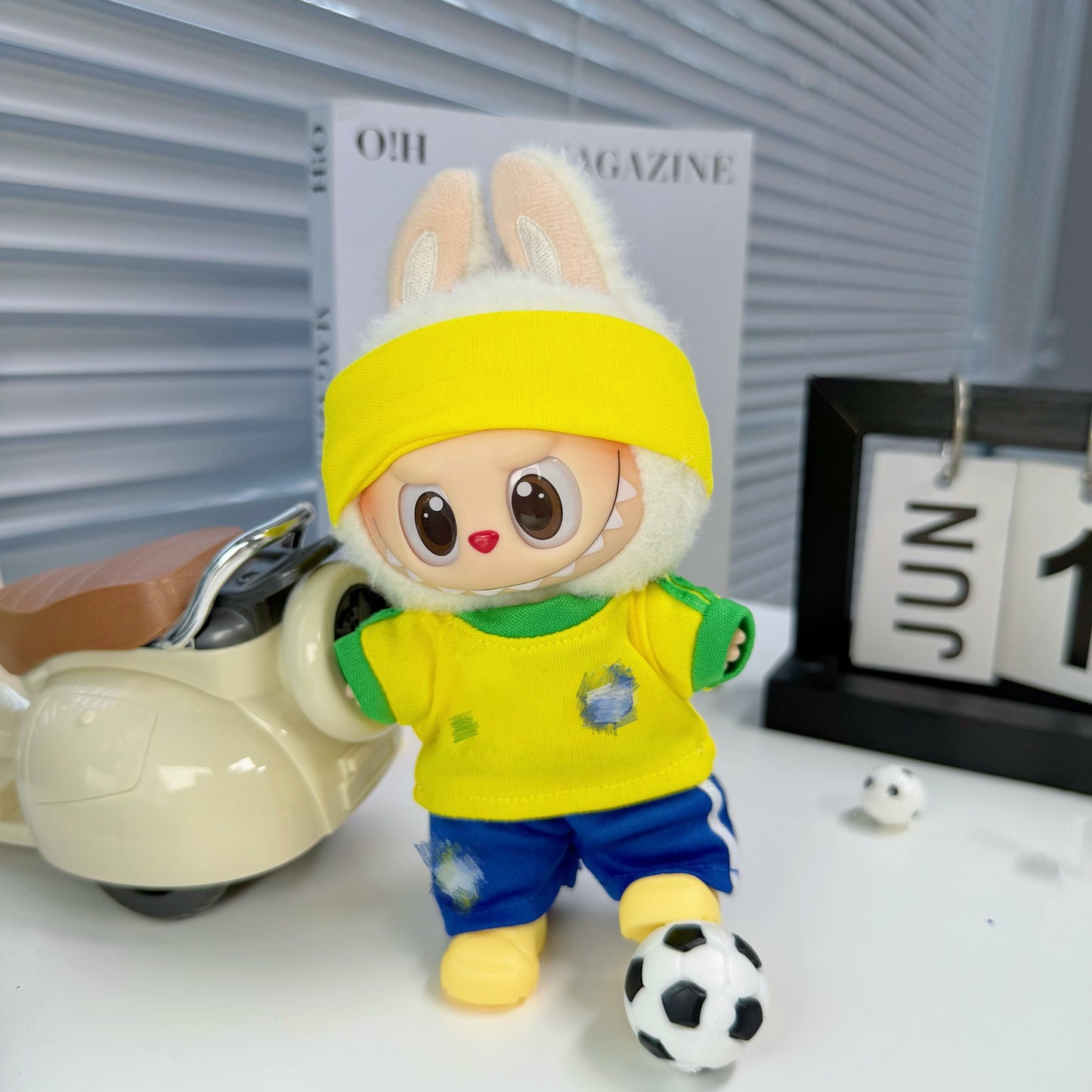 Brazil Soccer Jersey Doll Clothes for 15-17cm Labubu Dolls,5 pcs Set Mini Football Uniform for 6 inch doll