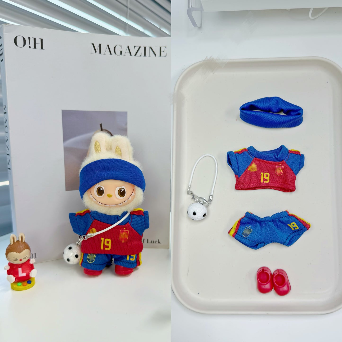 Global Soccer Jersey Doll Clothes for 10-12cm Labubu Dolls,5 pcs Set Mini Football Uniform for 4 inch doll