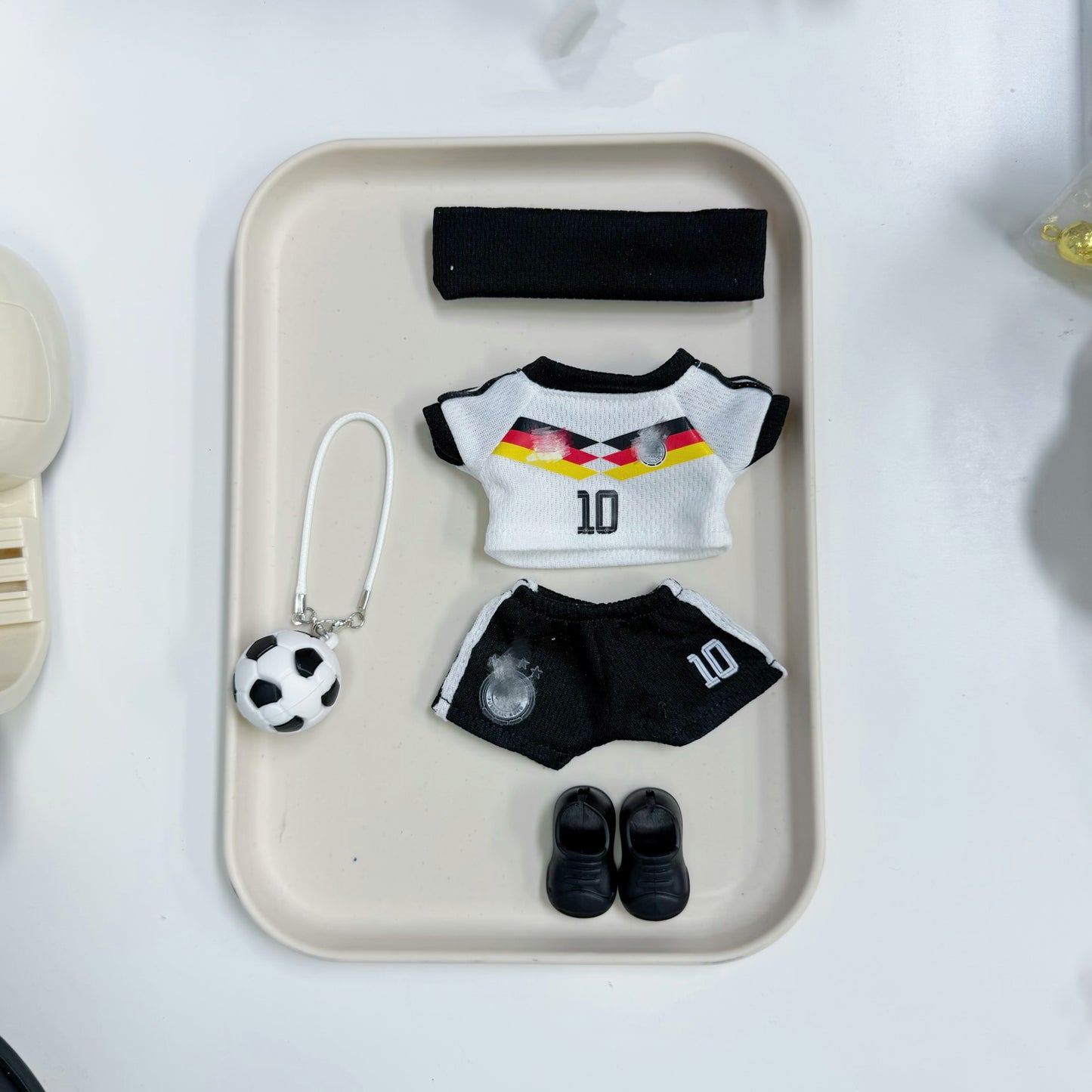 Germany Soccer Jersey Doll Clothes for 15-17cm Labubu Dolls,5 pcs Set Mini Football Uniform for 6 inch doll