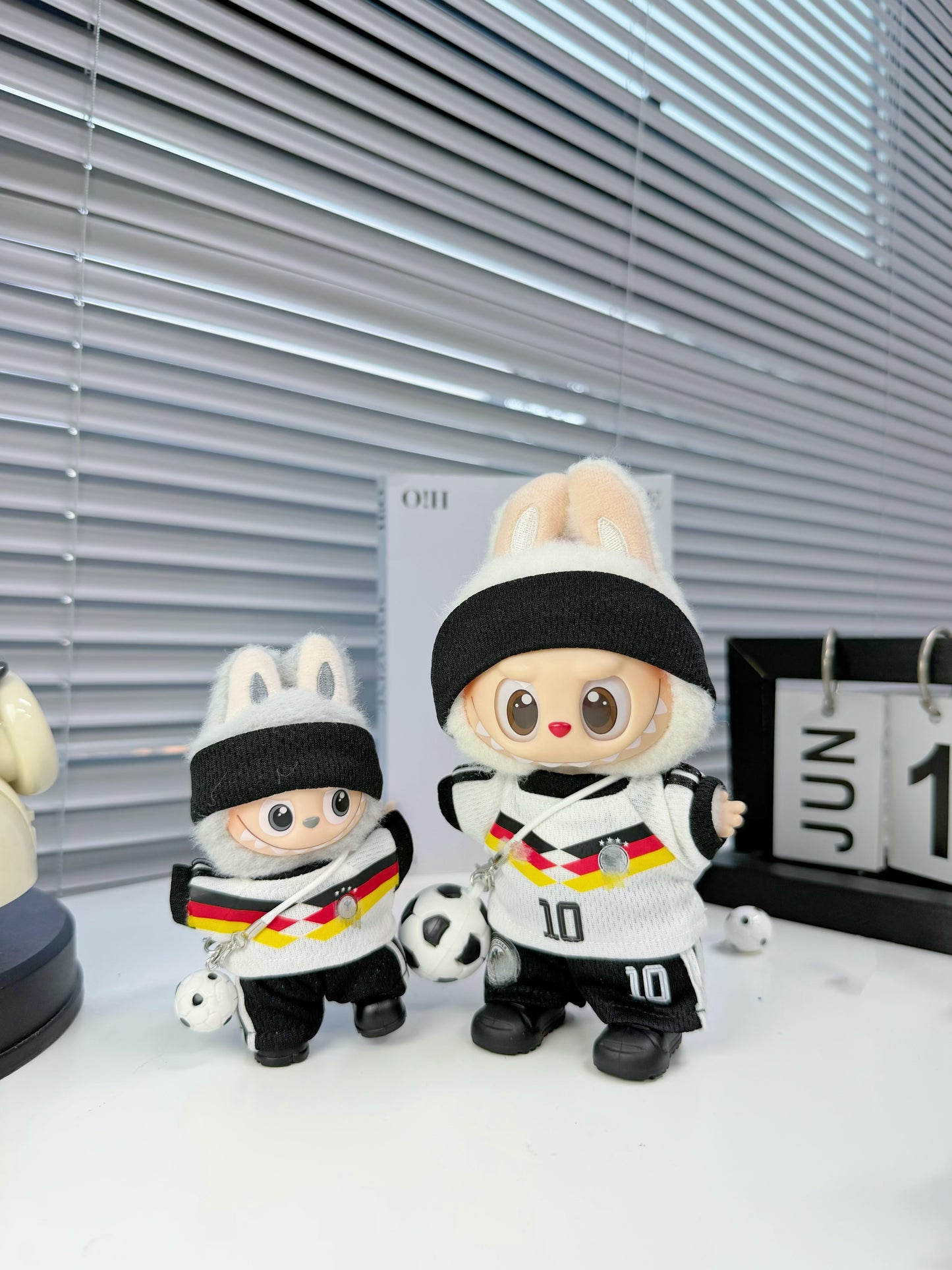 Germany Soccer Jersey Doll Clothes for 15-17cm Labubu Dolls,5 pcs Set Mini Football Uniform for 6 inch doll
