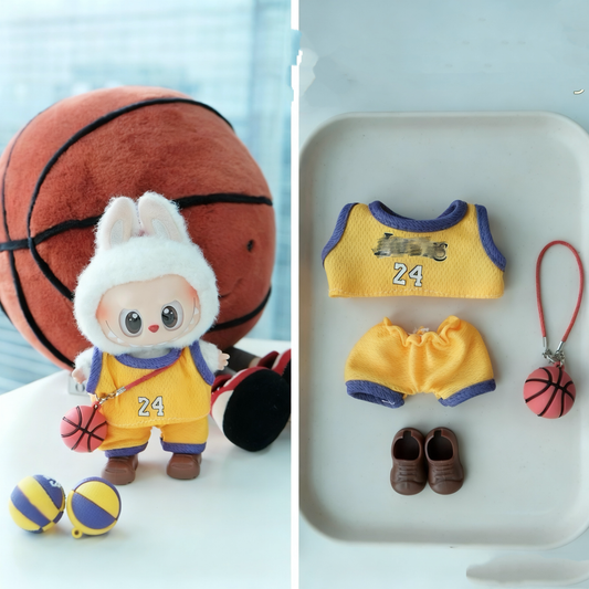 Basketball Clothes for 15-17cm Labubu Doll, 4 Pcs Doll's Sports Wear Outfits Gym Clothes