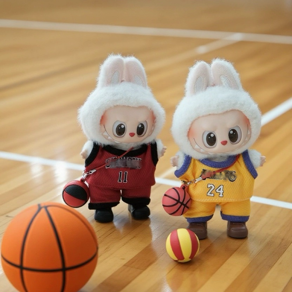 Basketball Clothes for 15-17cm Labubu Doll, 4 Pcs Doll's Sports Wear Outfits Gym Clothes