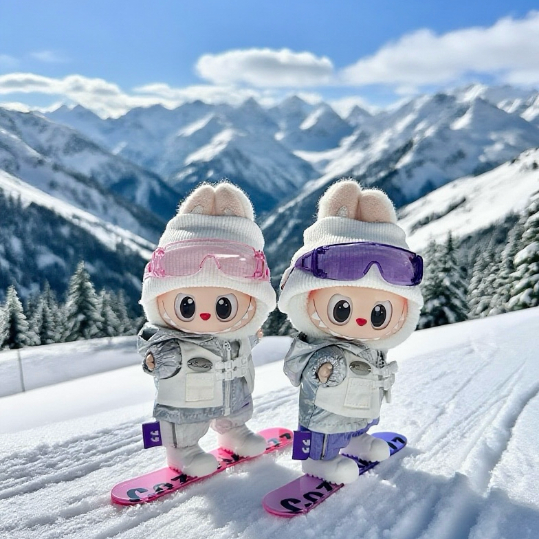 Ski Snowboarding Clothes for 15-17cm Labubu Doll, 5 Pcs Doll's Sports Luxury Outfits Clothes