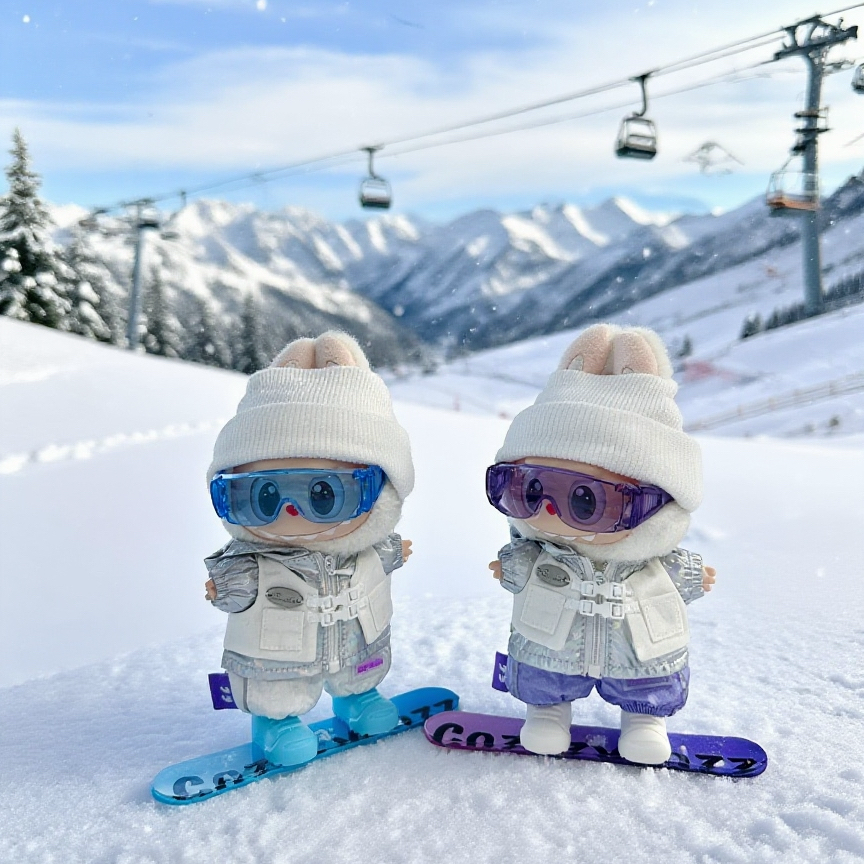 Ski Snowboarding Clothes for 15-17cm Labubu Doll, 5 Pcs Doll's Sports Luxury Outfits Clothes
