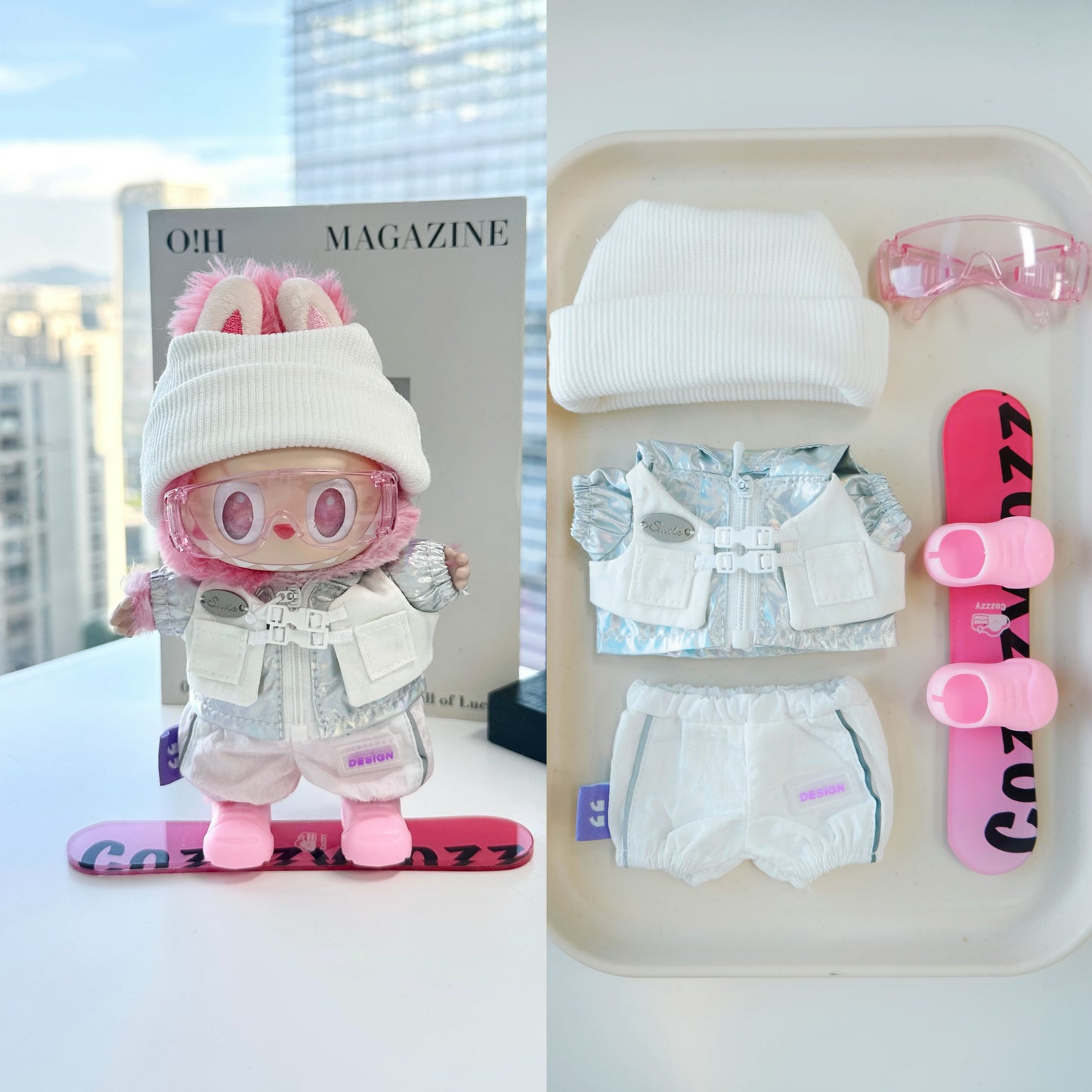 Ski Snowboarding Clothes for 15-17cm Labubu Doll, 5 Pcs Doll's Sports Luxury Outfits Clothes