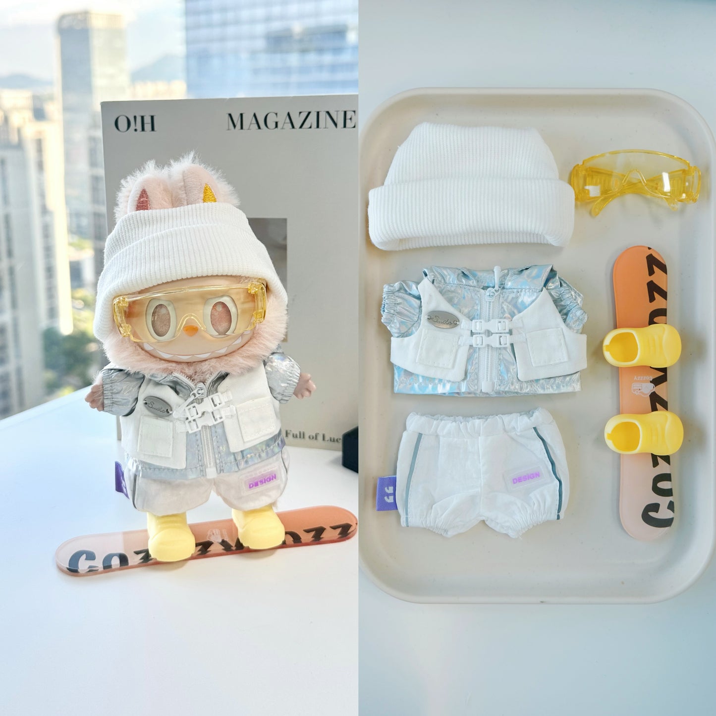 Ski Snowboarding Clothes for 15-17cm Labubu Doll, 5 Pcs Doll's Sports Luxury Outfits Clothes