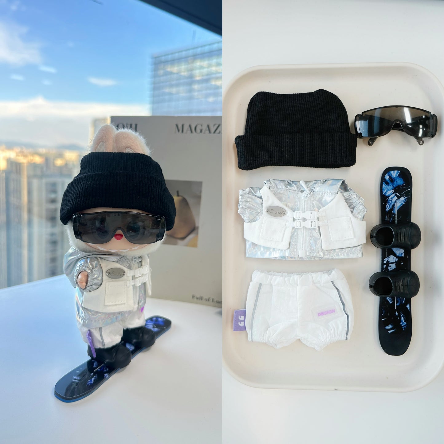 Ski Snowboarding Clothes for 15-17cm Labubu Doll, 5 Pcs Doll's Sports Luxury Outfits Clothes
